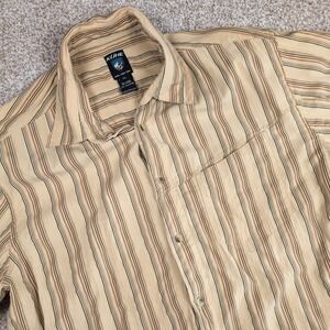 Kuhl Mens XL‎ Short Sleeve Button Up Striped Camp Shirt Outdoor Casual Modal